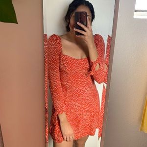 Red and White long sleeve dress